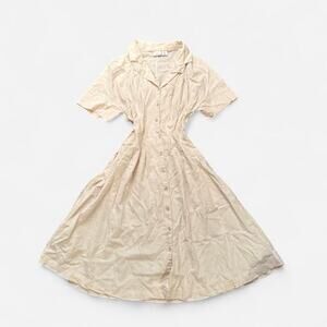 Halston cream button up dress